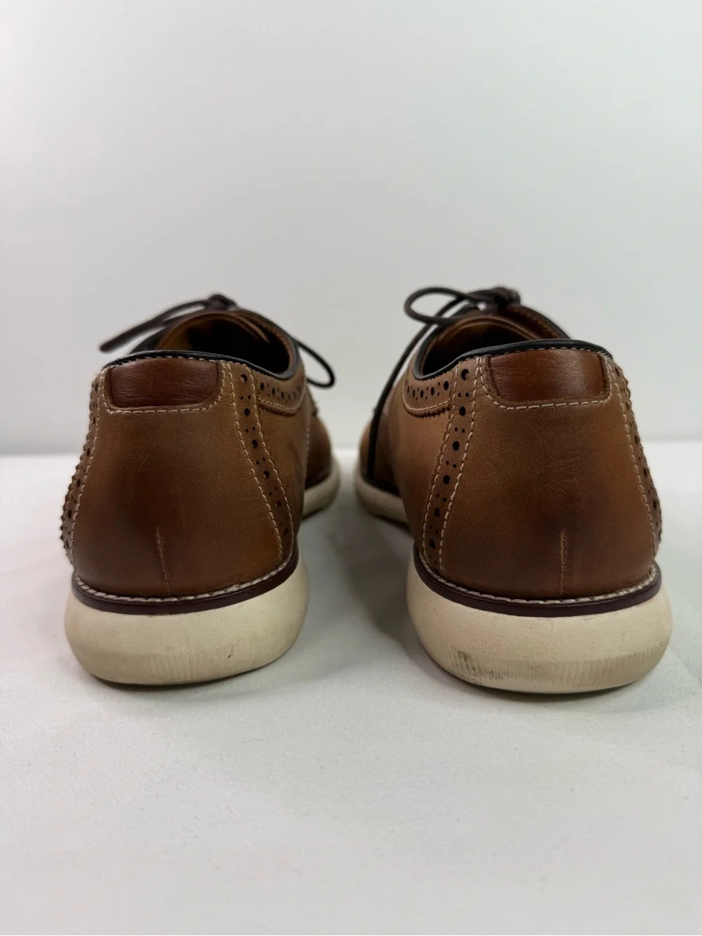 Johnston & Murphy Holden Plain Toe Oxford Shoes Tan Oiled Size 8.5